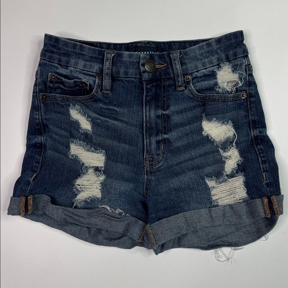 Aeropostale High Rise Curvy Midi Denim Shorts Size 2
